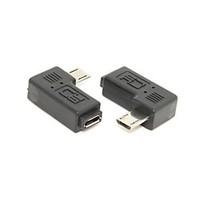 9mm Long Connector 90 Degree Right Angled Micro USB 2.0 5Pin Male to Female Extension Adapter