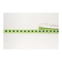 9mm Reel Chic Heart Print Grosgrain Ribbon Green & Navy