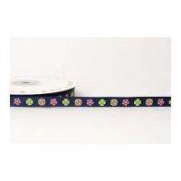 9mm reel chic floral print grosgrain ribbon navy blue