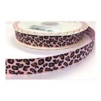 9mm Bertie\'s Bows Leopard Print Grosgrain Ribbon Pink