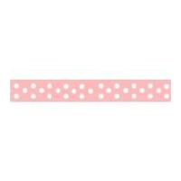 9mm Celebrate Grosgrain With Spots Ribbon Baby Pink