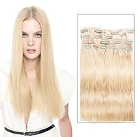 9Pcs/Set Deluxe 120g #613 Bleach Blonde Clip In Hair Extensions 16Inch 20Inch 100% Straight Human Hair