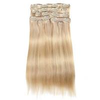 9Pcs/Set Deluxe 120g P18/613 Piano Blonde Balayage Hair Clip In Hair Extensions 16Inch 20Inch 100% Straight Human Hair