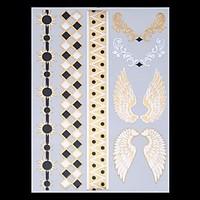 9PCS Mixed Pattern Temporary Tattoos Metallic Gold Tattoos Flash Tattoos Feather Wing Wedding Party Tattoos