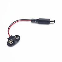 9V Battery Snap Connector to DC Male Power Adapter Cables for Arduino - Black