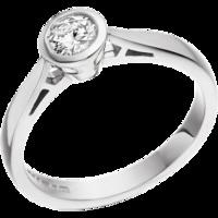 A stylish Round Brilliant Cut solitaire diamond ring in palladium (In stock)