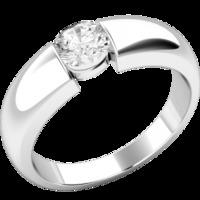 A beautiful Round Brilliant Cut solitaire diamond ring in platinum (In stock)