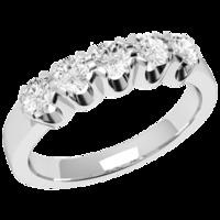 A stylish Round Brilliant Cut five stone diamond ring in 18ct white gold (In stock)