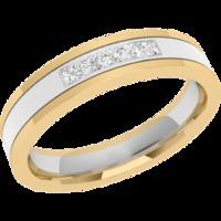 A striking ladies diamond set wedding ring in 18ct white & yellow gold (In stock)