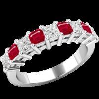 A beautiful ruby & diamond eternity ring in 18ct white gold (In stock)