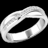 A stunning \'cross-over\' style diamond-set wedding ring in platinum (In stock)