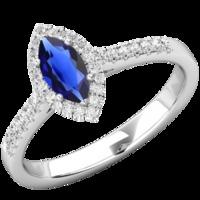 A beautiful sapphire & diamond cluster style ring in 18ct white gold (In stock)