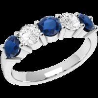 A classic five stone sapphire & diamond eternity ring in 18ct white gold (In stock)