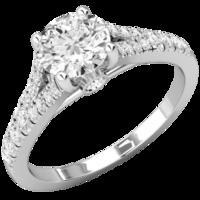 A stunning Round Brilliant Cut diamond ring with shoulder stones in platinum (In stock)