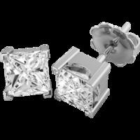 A beautiful pair of Princess Cut diamond earrings in 9ct white gold (In stock)