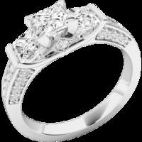 A breathtaking three stone diamond ring with shoulder stones in 18ct white gold (In stock)