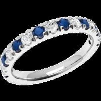 A beautiful Round Brilliant Cut sapphire & diamond eternity ring in 18ct white gold (In stock)