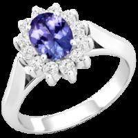 a beautiful tanzanite diamond cluster style ring in 18ct white gold in ...