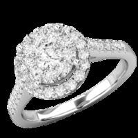 A stunning Round Brilliant Cut halo diamond ring in 18ct white gold (In stock)