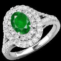 A stunning Emerald & diamond double halo cluster style ring in 18ct white gold (In stock)