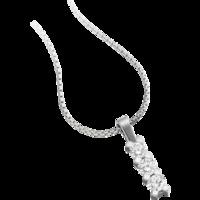 A beautiful three stone diamond necklace in 18ct white gold (In stock)