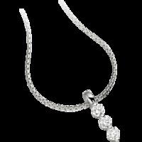 A classic three stone diamond necklace in 18ct white gold (In stock)