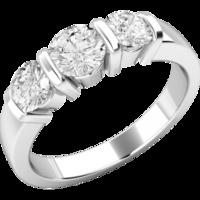 A unique Round Brilliant Cut three stone diamond ring in 18ct white gold (In stock)