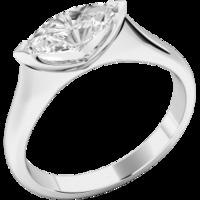 A unique Marquise Cut solitaire diamond ring in platinum (In stock)