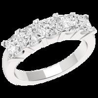 A stunning Princess Cut five stone diamond ring in platinum (In stock)