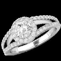 A stunning Round Brilliant Cut diamond ring with shoulder stones in 18ct white gold (In stock)