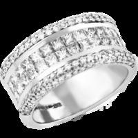 A beautiful Princess & Round Brilliant Cut diamond dress/cocktail ring in 18ct white gold (In stock)