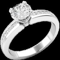 A stunning Round Brilliant Cut diamond ring with shoulder stones in 18ct white gold (In stock)