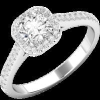 A stunning Cushion Cut halo style diamond ring with shoulder stones in platinum (In stock)