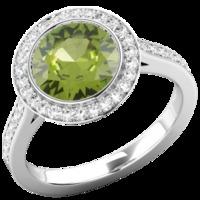 a beautiful peridot and diamond halo design set in 18ct white gold in  ...