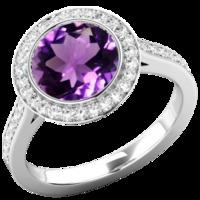 a stunning amethyst and diamond halo design set in 18ct white gold in  ...