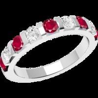 A stylish Round Brilliant Cut ruby & diamond eternity ring in 18ct white gold (In stock)