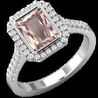 A stunning Morganite and diamond cluster ring set in 18ct white gold (In stock)