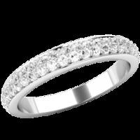 A stylish Round Brilliant Cut double row diamond set ladies wedding/eternity ring in 18ct white gold (In stock)