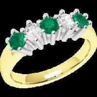 A stylish Round Brilliant Cut emerald & diamond ring in 9ct yellow & white gold (In stock)