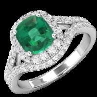 A beautiful Emerald and diamond cluster with shoulder stones in 18ct white gold (In stock)