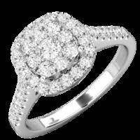 A luxurious cushion shaped halo diamond ring with shoulder stones in 18ct white gold (In stock)