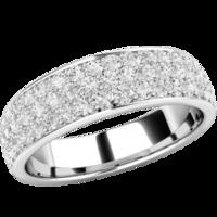 A stunning Round Brilliant Cut triple row diamond set ladies wedding/eternity ring in 18ct white gold (In stock)