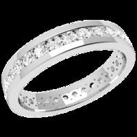 A stylish Round Brilliant Cut diamond set wedding ring in platinum (In stock)