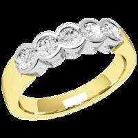 A stylish Round Brilliant Cut five stone diamond ring in 9ct yellow & white gold (In stock)