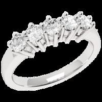 A stylish Round Brilliant Cut five stone diamond ring in 9ct white gold (In stock)