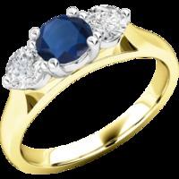 a timeless three stone sapphire diamond ring in 18ct yellow white gold ...