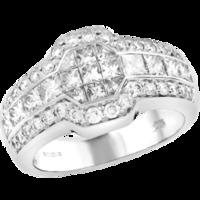 A stylish diamond cluster style dress/cocktail ring in 18ct white gold (In stock)