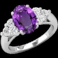 A timeless amethyst & diamond ring with shoulder stones in 18ct white gold (In stock)