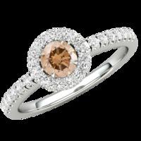 A stunning Chocolate Brown round diamond ring with shoulder stones in 18ct white gold (In stock)