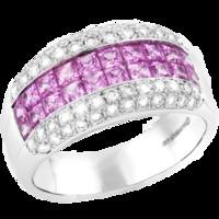 A stunning Pink Sapphire & Diamond dress/cocktail ring in 18ct white gold (In stock)